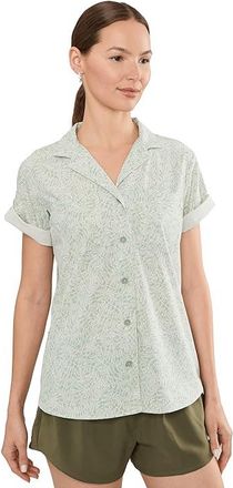 Royal Robbins Spotless Evolution Meadow Short Sleeve Womens Clothing Sage Leaf Briar Print : LG, Elastane/Polyester