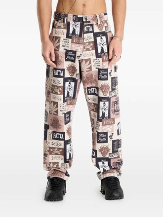 Patta Broek met collage - Beige