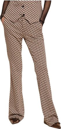 Mason's Broeken, Dames, Bruin, XS, Chino Broek met Diamantpatroon en Slim Fit