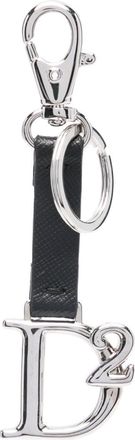 Dsquared2 logo-plaque leather keyring - men - Calf Leather/Metal - One Size - Black