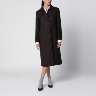 Tagliatore Single-breasted black/brown houndstooth wool coat