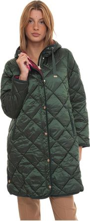 Husky Quilted Hooded Cassie Coat - Dames - Gewatteerde jassen - Groen - XL - Katoen - Jassen