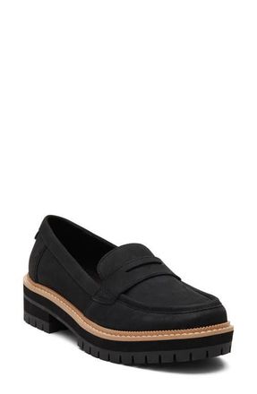 Toms Cara Platform Penny Loafer in Black at Nordstrom, Size 5.5