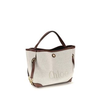 Chlo&eacute; Womens Clover Shoulder Bag Beige Cotton Jacquard Canvas