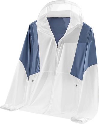 Generic Hoodie Men Outdoor Sports Lightweight Zip Up Shirt Long Sleeve Summer UV Sun Protection Tshirts Casual Quick Dry Hooded Top With Pockets