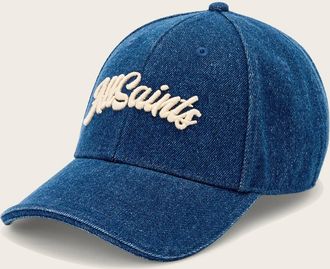 AllSaints Leather Odyssey Denim Baseball Cap, Size: One Size
