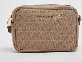 Michael Kors Borsa Jet Set in cotone spalmato a grana con monogram MK stampato