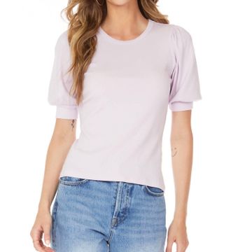 bobi Shirred Sleeve Tee In White