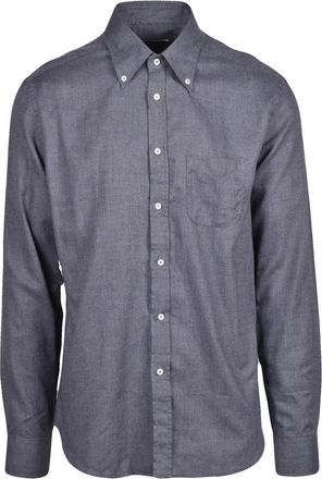 Deuxieme Shirt Grey Button-Down Cotton Flannel Shirt
