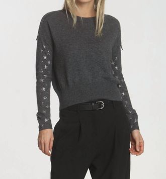 Label+Thread Womens Zoe Star Stud Top In Charcoal