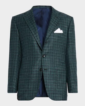 Kiton Men & apos;s Cashmere Multi-Check Sport Coat