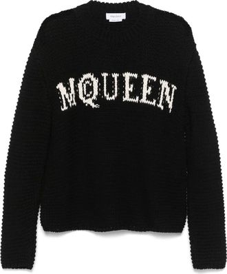 Alexander McQueen Maglione con logo a intarsi - Nero