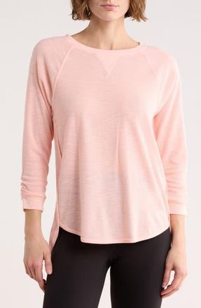 DKNY Slub Waffle High-Low T-Shirt in Peach Spri at Nordstrom Rack, Size X-Large