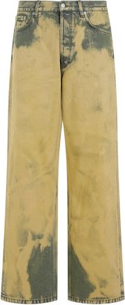 Dries Van Noten Lime Yellow Cotton Pine Pants-Uomo