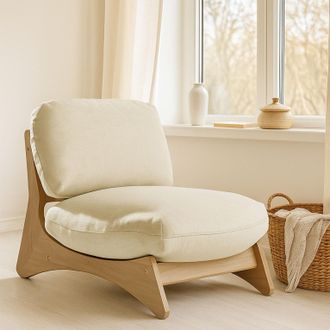 Furniturebox Iko Solid Wood & Cream Indoor / Outdoor Accent Chair in Brown