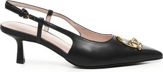 Coccinelle Schoenen, Dames, Zwart, 39 EU, Leer, Zwarte leren sandalen met hak