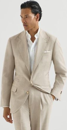 Brunello Cucinelli Moulin&eacute; virgin wool twill deconstructed blazer with large peak lapels in Stone Grey at Nordstrom, Size 54