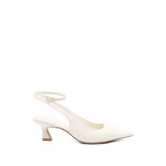 Stuart Weitzman Pumps, female, White, Size: 7 1/2 US Buckled Ankle-Strap Pointed-Toe Mid Heel