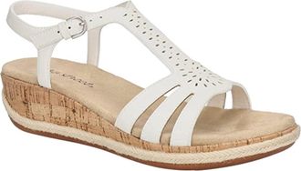 Easy Street Womens Easy Street Dorinda Sandals White Ankle Strap Wedge Heel HTAT549