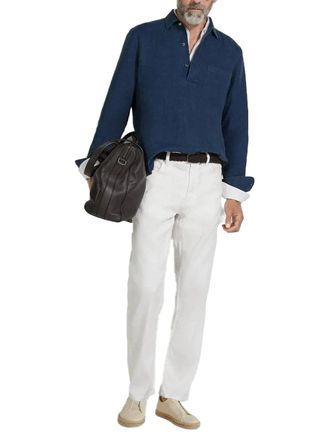 Ermenegildo Zegna Linen Half-Placket Shirt - Navy