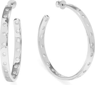 Melinda Maria Ashley Rodeo Cubic Zirconia Hoop Earrings in Silver-White at Nordstrom