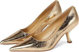 Michael Kors Luna Mid Pumps High Womens Heels Pale Gold : 6 M, Leather/Rubber