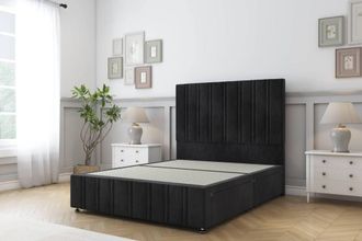 Sloomy Langston Naples Divan Base 2 Drawers-26 Headboard & 12 Footboard in Black | Size: Super King
