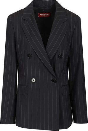 Max Mara Double-Breasted Blazer In Pinstriped Wool