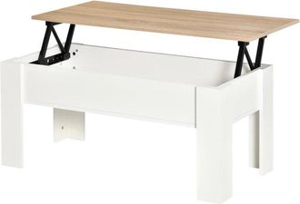 TJ Hughes Lift Top Coffee Table with Hidden Storage Compartment - Lift Tabletop Pop-Up Centre Table for Living Room - TJ Hughes