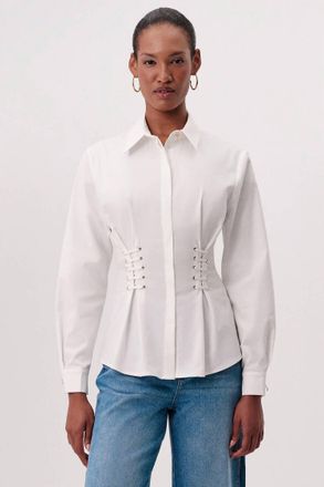 Exquise Miya Cuffed Shirt In White