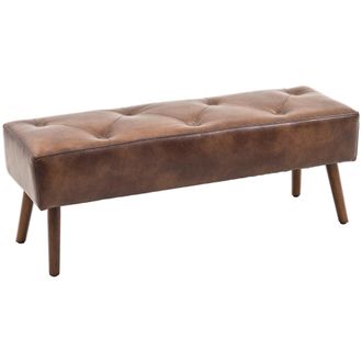 OEM Banco De Pie De Cama Banqueta De Dormitorio Con Patas De Madera Y Asiento Acolchado 114x38x42 Cm Marr&oacute;n