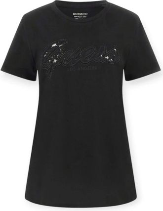 Guess Katoenen T-shirt - Dames - T-shirts - Zwart - M - Katoen - Tops