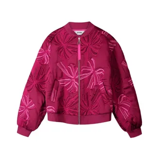 Pom Amsterdam Jassen, Dames, Rood, L, Denim, Ashley Borduurstrikken Jas