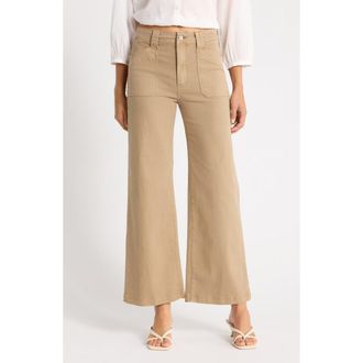 Paige Ari High Waist Wide Leg Utility Pants in Vintage Beechwood at Nordstrom, Size 32
