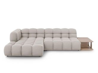 Cosmopolitan Design Sof&aacute; esquinero modular izquierdo 4 plazas de terciopelo beige claro