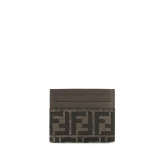 Fendi FF Jacquard Leather Card Case - Brown