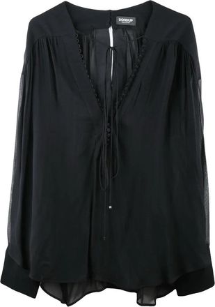 Dondup Chiffon Blouse Shirt Sleeves - Black