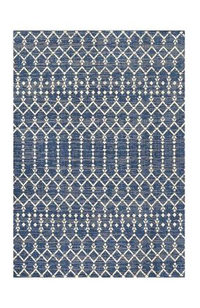 Jonathan Y Designs Ourika Moroccan Geometric Textured Weave Indoor/Outdoor Area Rug in Navy/beige at Nordstrom, Size 2Ft 0In X 8Ft 0In