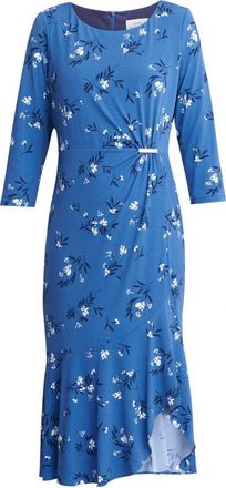 Gina Bacconi Womens Betty Jersey Dress With Gold Trim - Blue - Size 12 UK