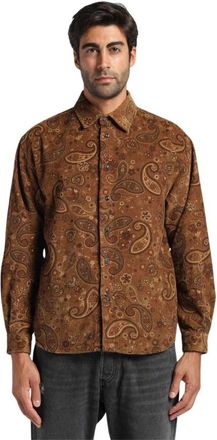President's Velvet Paisley Print Shirt - Heren - Casual Overhemden - Bruin - XS - Katoen - Overhemden