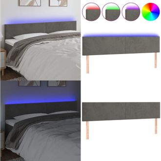 vidaXL Testiera a LED Grigio Scuro 160x5x78/88 cm in Velluto - Testiera per letto - Luci LED per letto