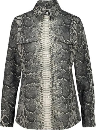 Gabriela Hearst John Austin Snake-Print Denim Shirt - Dames - Overhemden - Grijs - M - Denim - Overhemden
