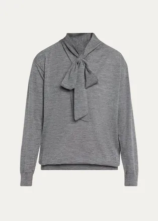 Valentino Garavani Neck-Scarf Wool Knit Sweater