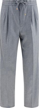Brunello Cucinelli Mens Virgin Wool Trousers Medium Grey Fleece (ovis Aries)
