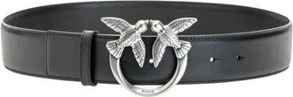 Pinko Love Birds Riem - Dames - Riemen - Zwart - S - Leer - Accessoires