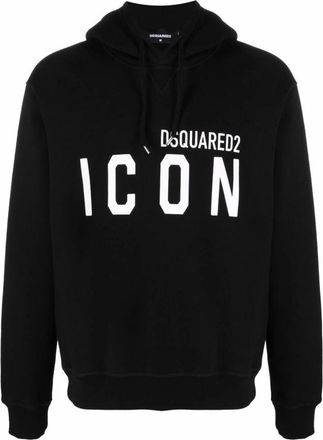 Dsquared2 Zwarte Bedrukte Hoodie Sweatshirt - Heren - Hoodies - Zwart - S - Katoen - Hoodies & sweatvesten