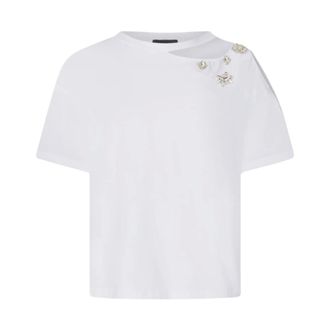 Liu Jo T-Shirts, female, White, Size: XS T-shirt con ricami gioiello