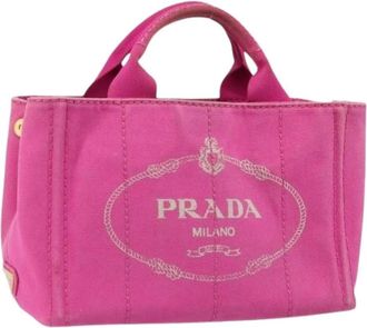Prada Pre-owned Tote Bags, female, Pink, Size: ONE SIZE Pre-owned Canapa tote