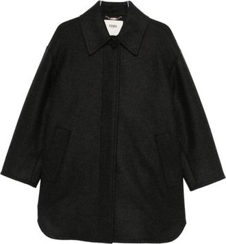 Fendi Single-Breasted Coats, female, Black, Size: XS Single-Breasted Coat