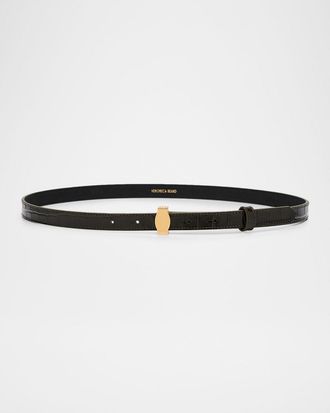 Veronica Beard Dash Croc-Embossed Leather Belt